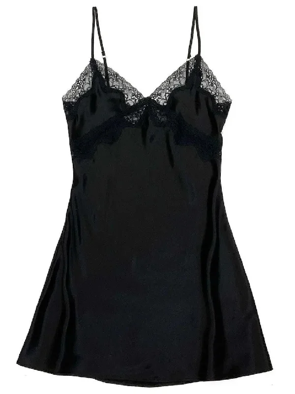 Black Classic Silk Chemise