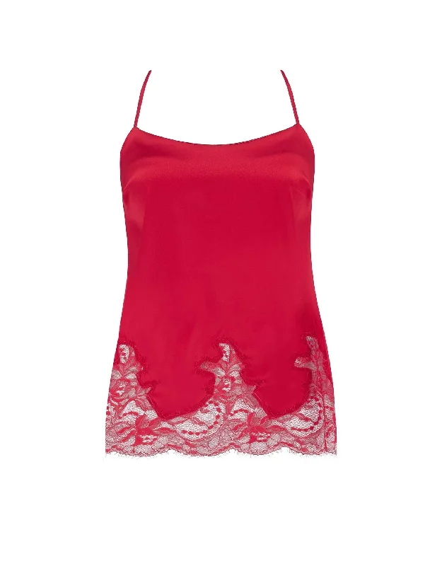 Adeline Red Silk & Lace Camisole