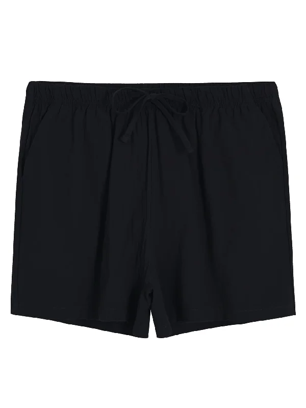 Women's Woven Cotton Pajama Sleep Shorts with Pockets