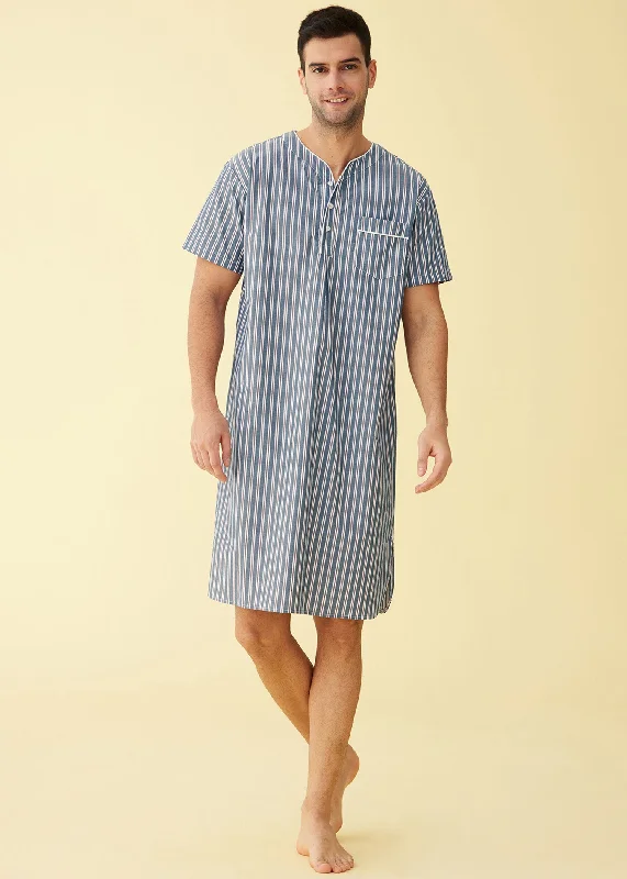 Men's Plaid Nightshirt Cotton Sleep Shirt