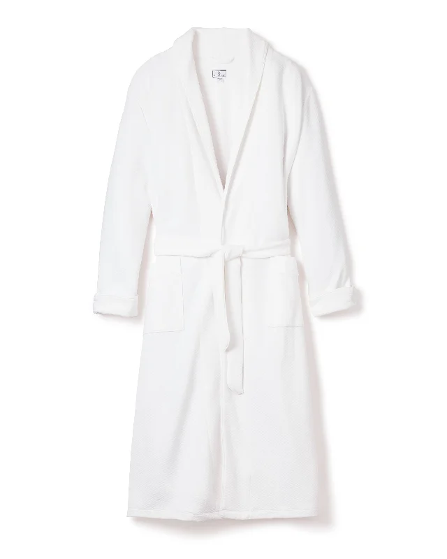 Men's Jacquard Long Robe in White