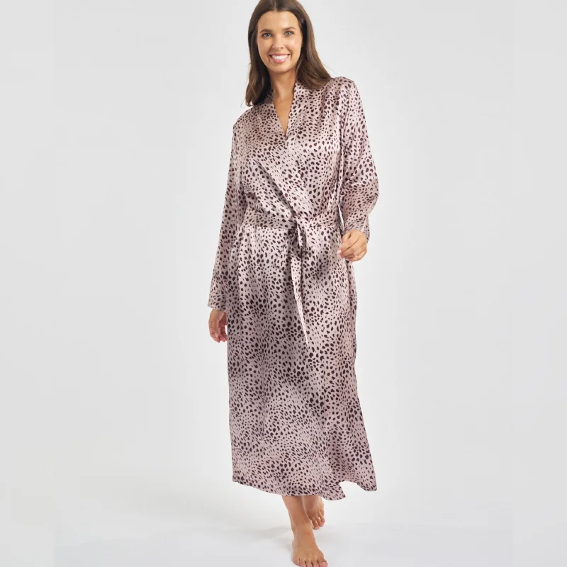 Silk Long Robe - Leopard