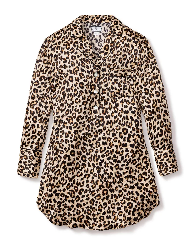 Veronica Beard x Petite Plume Women's Silk Nightshirt in Leopard