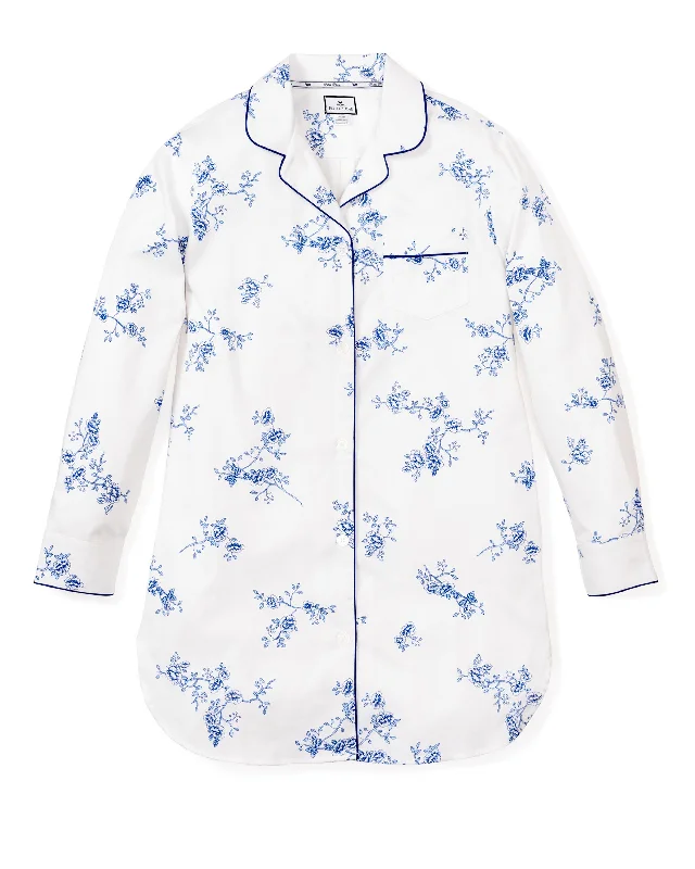 Women's Twill Nightshirt in Indigo Floral