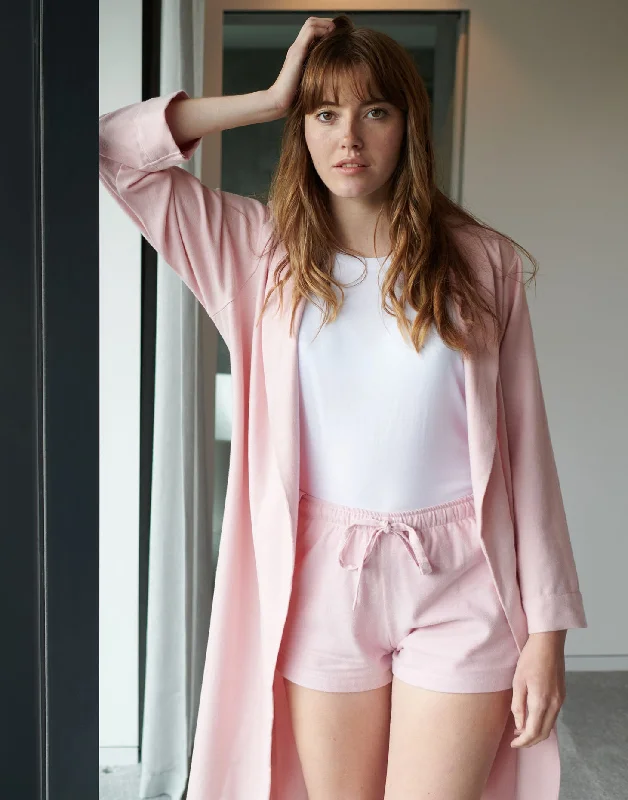 womens-powder-pink-herringbone-brushed-cotton-pyjama-shorts